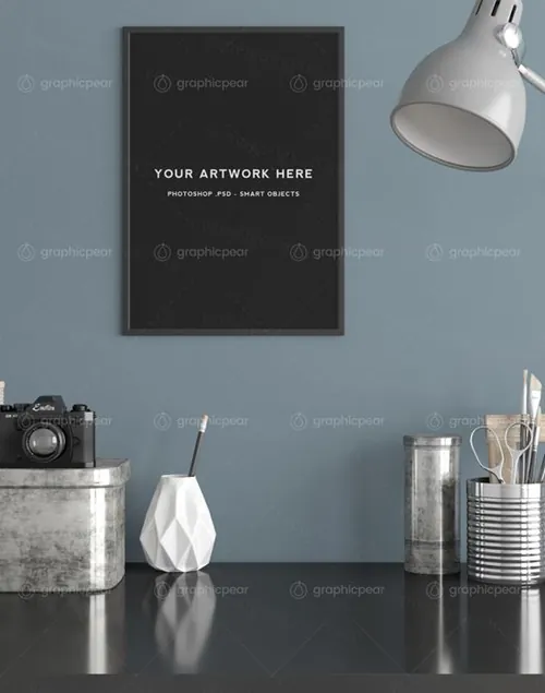 A3海报室内场景样机模板 A3 Poster Interior Scene Mockup