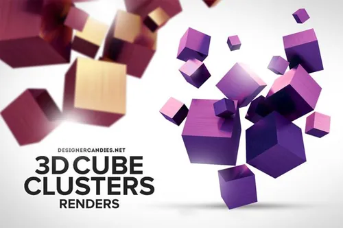 3D立方体装饰PNG元素3D Cube Clusters