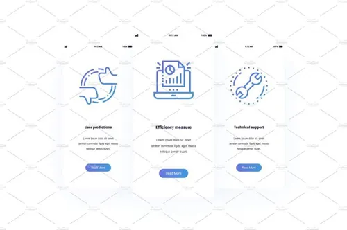 用户预测/效率衡量/技术支持图标垂直卡片设计素材Customer service Metaphors Cards