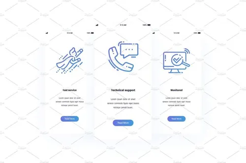 快捷服务/技术支持/监控图标垂直卡片设计素材Customer service Metaphors Cards