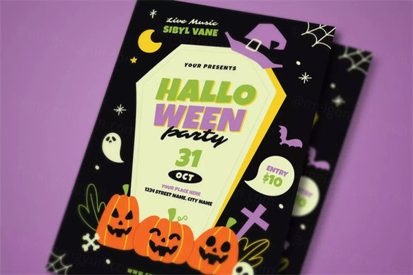 万圣节活动海报模板下载（AI,PSD）