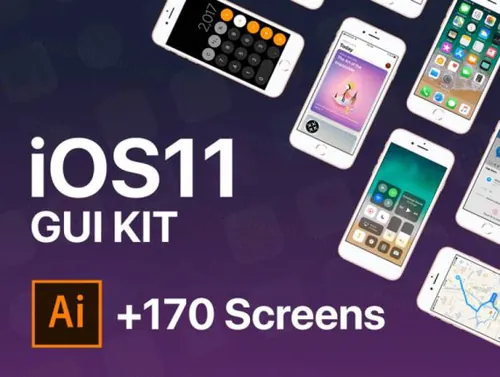 170+多用途图形用户界面移动APP原型设计矢量UI工具包iOS11 GUI K