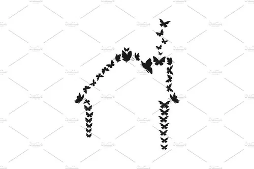 蝴蝶组成的房子矢量图案House the butterfly2