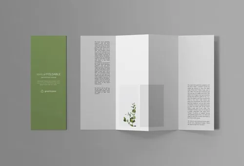 垂直折页传单设计效果图预览样机PSD模板 Vertical Foldable Brochure Mockup