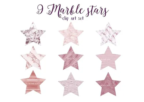 大理石纹理Pink Marble stars clip art set