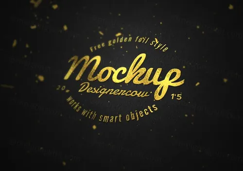 Golden Foil Mock-up 金色的logo贴图模板