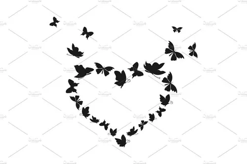 蝴蝶形状心脏矢量图案Butterfly heart3