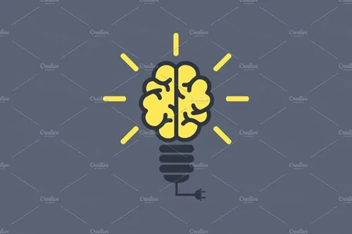 大脑形状灯泡矢量图案Brain light bulb