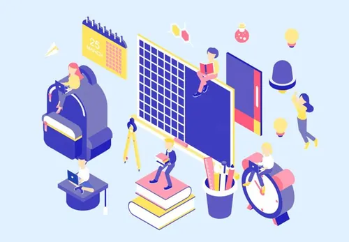 回到学校场景生活工作等距插图矢量设计素材Life Jobs Isometric