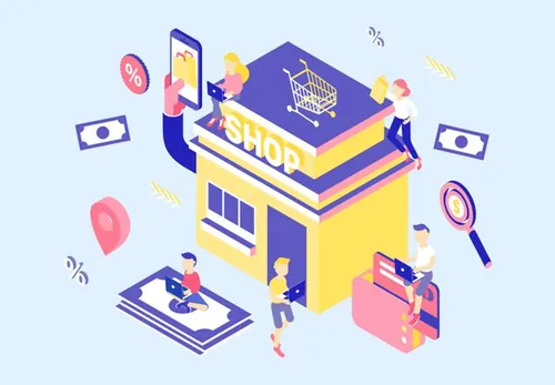 电子商务场景等距插图矢量设计素材Life Jobs Isometric