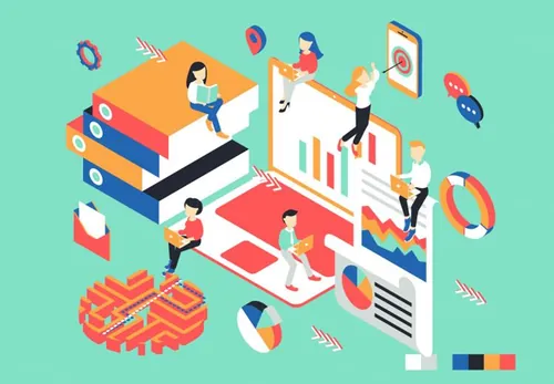 数据图表分析管理等距插图矢量设计素材Life Jobs Isometric