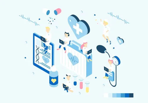 医学研究场景生活工作等距插图矢量设计素材Life Jobs Isometric