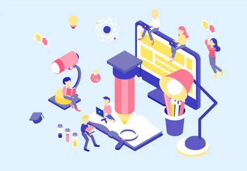 在线教育场景等距插图矢量设计素材Life Jobs Isometric