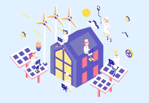 可再生能源环保场景等距插图矢量设计素材Life Jobs Isometric