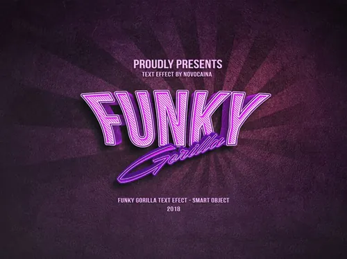 紫色时尚立体字体特效智能分层PSD模版 Funky Text Effects