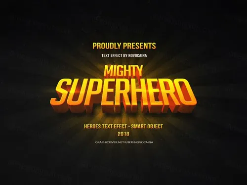 复古超级英雄立体字体特效智能分层PSD模版 Superhero Text Effects