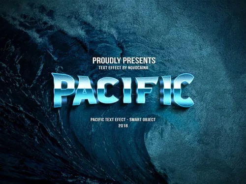 冰块质感立体字体特效智能分层PSD模版 Pacific Text Effects
