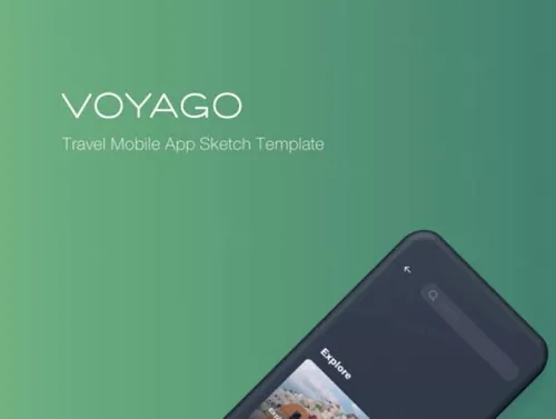 时尚现代极简主义旅行度假移动手机应用程序UI工具包Voyago Travel A