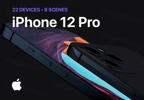 超高清 iPhone 12 PRO 多角度多场景APP贴图UI设计提案样机模板