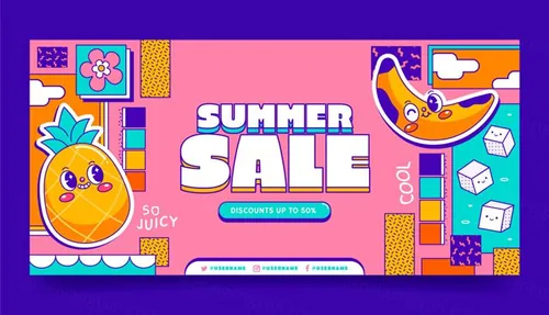 潮流贴纸文化艺术卡通夏季贴纸插画海报EPS矢量素材