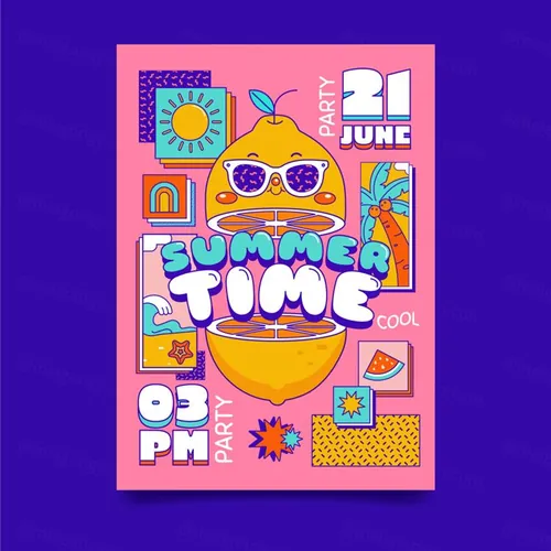 潮流贴纸文化艺术卡通夏季贴纸插画海报EPS矢量素材