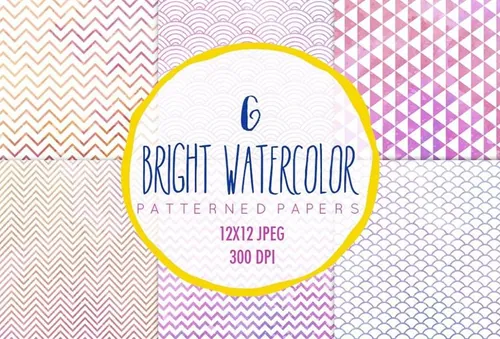 创意图案无缝背景Watercolor patterns , 6 digital paper