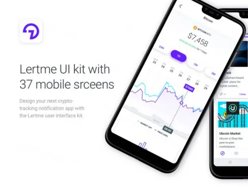 金融加密货币数据图表分析新闻媒体移动应用程序UI工具包Lertme UI Kit