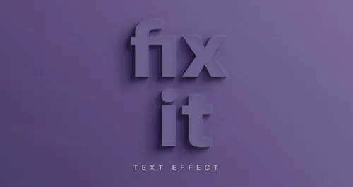 时尚3D立体文字PSD模板Fix It Psd Text E