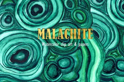 梦幻的孔雀石水彩背景纹理素材 Malachite textu