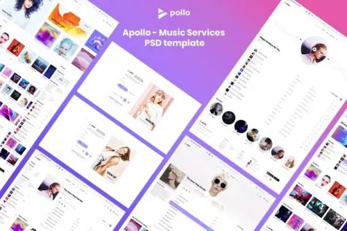 高品质的时尚配色在线音乐APP UI KITS PSD模板（版本1.0