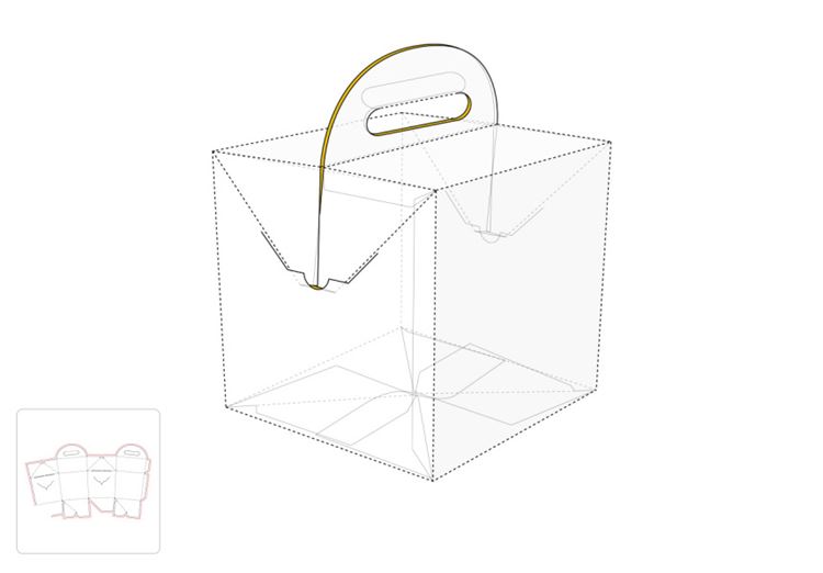 锥形方形快餐盒模切图/刀模图EPS源文件