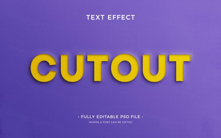 剪纸艺术纸张文字特效智能对象PSD模板