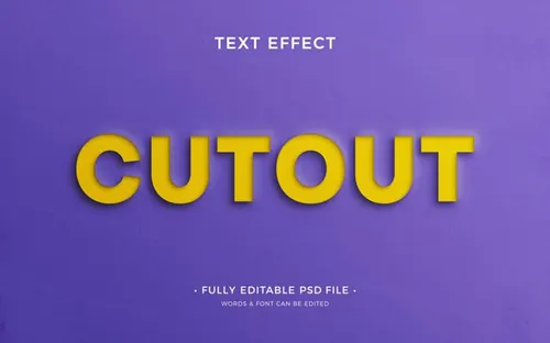 剪纸艺术纸张文字特效智能对象PSD模板