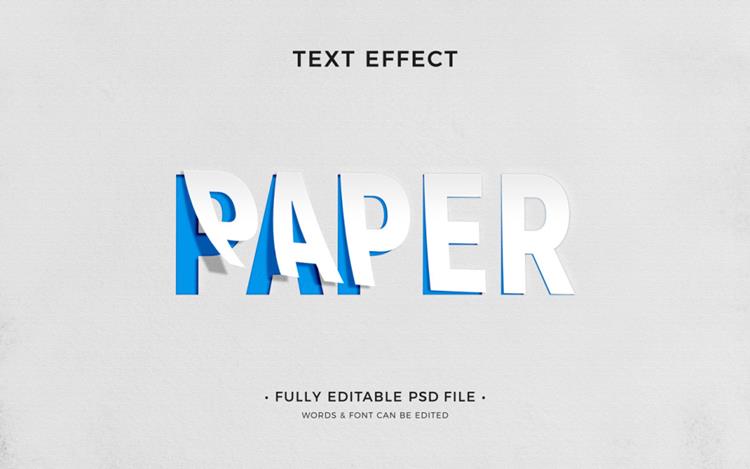 剪纸艺术纸张卡片文字特效智能对象PSD模板