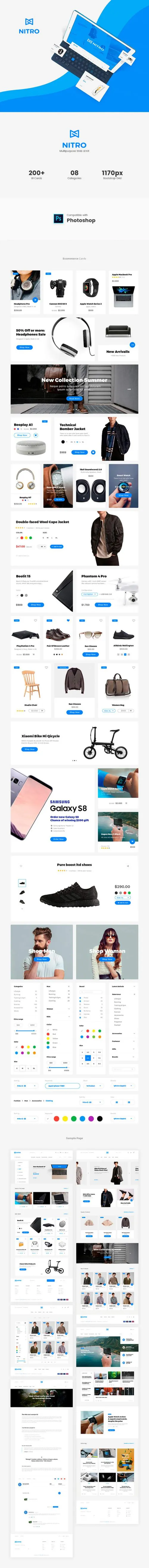 UI | 夏季清爽简单精湛蓝色商务界面ui kit