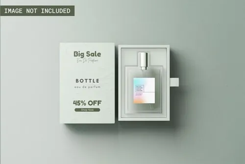 高质量透明香水喷雾化妆品品牌包装设计展示样机PSD模板 Pe