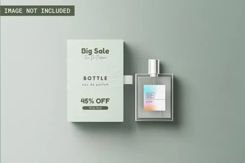 高质量透明香水喷雾化妆品品牌包装设计展示样机PSD模板 Pe