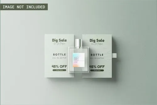 高质量透明香水喷雾化妆品品牌包装设计展示样机PSD模板 Pe