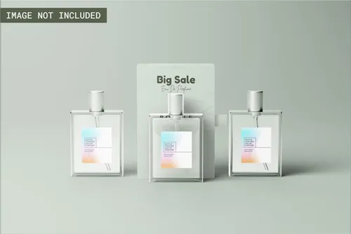 高质量透明香水喷雾化妆品品牌包装设计展示样机PSD模板 Pe