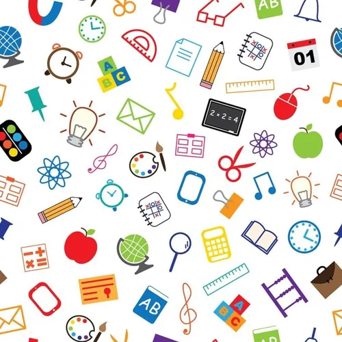 学习用具插画无缝背景Education word cloud concept.