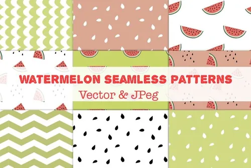 西瓜风格的无缝背景纹理素材 Watermelon Seaml