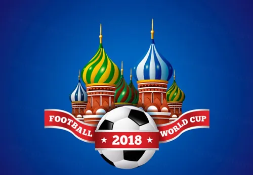 俄罗斯世界杯国际足球比赛卡通海报挂画设计模板ai EPS矢量素材