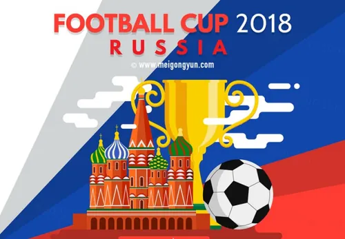 俄罗斯世界杯国际足球比赛卡通海报挂画设计模板ai EPS矢量素材