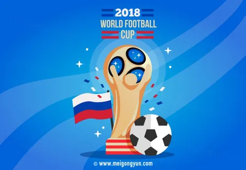 俄罗斯世界杯国际足球比赛卡通海报挂画设计模板ai EPS矢量素材
