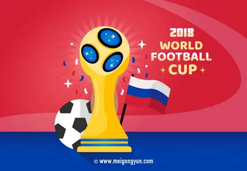 俄罗斯世界杯国际足球比赛卡通海报挂画设计模板ai EPS矢量素材