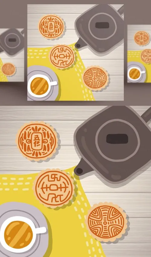 中国传统节日中秋节月饼矢量海报设计素材Mid autumn Festival