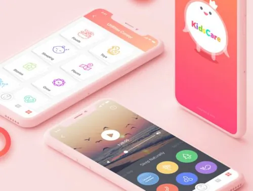 儿童健康跟踪聊天对话应用移动手机UI工具包KidsCare UI Kit