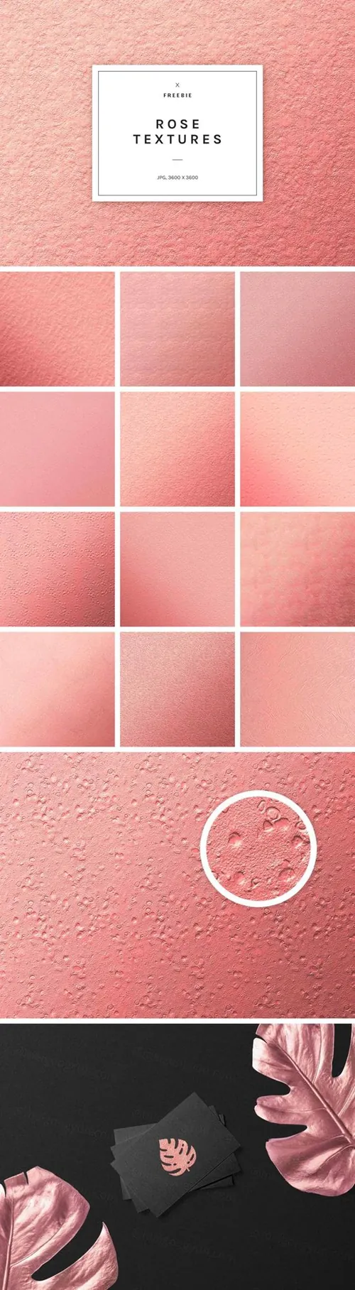 12款高分辨率玫瑰金纹理图案背景素材免费下载 Rose Gold Foil Textures