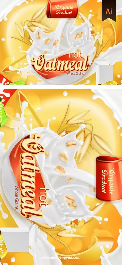 Hot Oatmeal 热燕麦片矢量海报广告素材