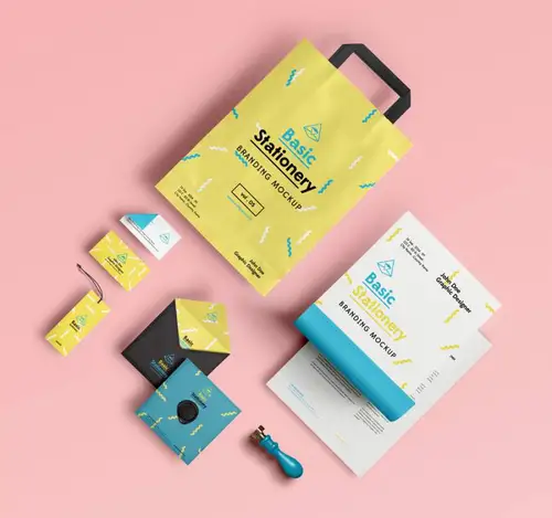 高端办公品牌文具样机VI展示模型 Basic Stationery Branding Vo